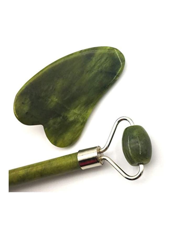 2-In-1 Jade Roller And Gua Sha Green/Silver Face Massagers & Rollers (4)