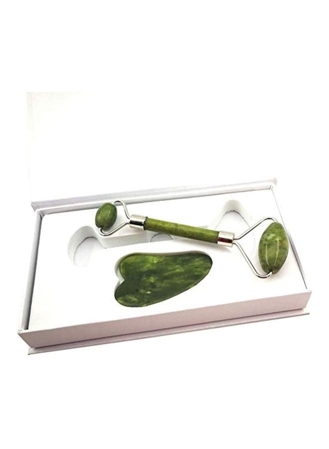 2-In-1 Jade Roller And Gua Sha Green/Silver Face Massagers & Rollers (5)
