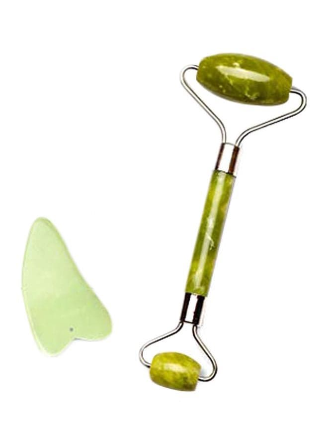 Jade Roller Massage And Stone Set Green/Silver