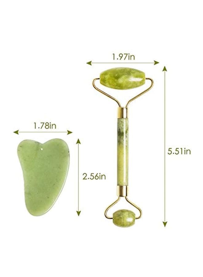 Jade Roller Massage Tool Set Green (5)