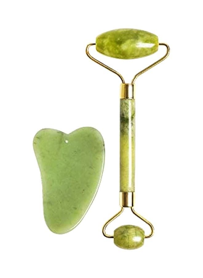 Jade Roller Massage Tool Set Green