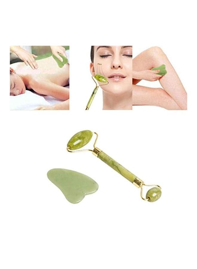 Jade Roller Massage Tool Set Green (7)