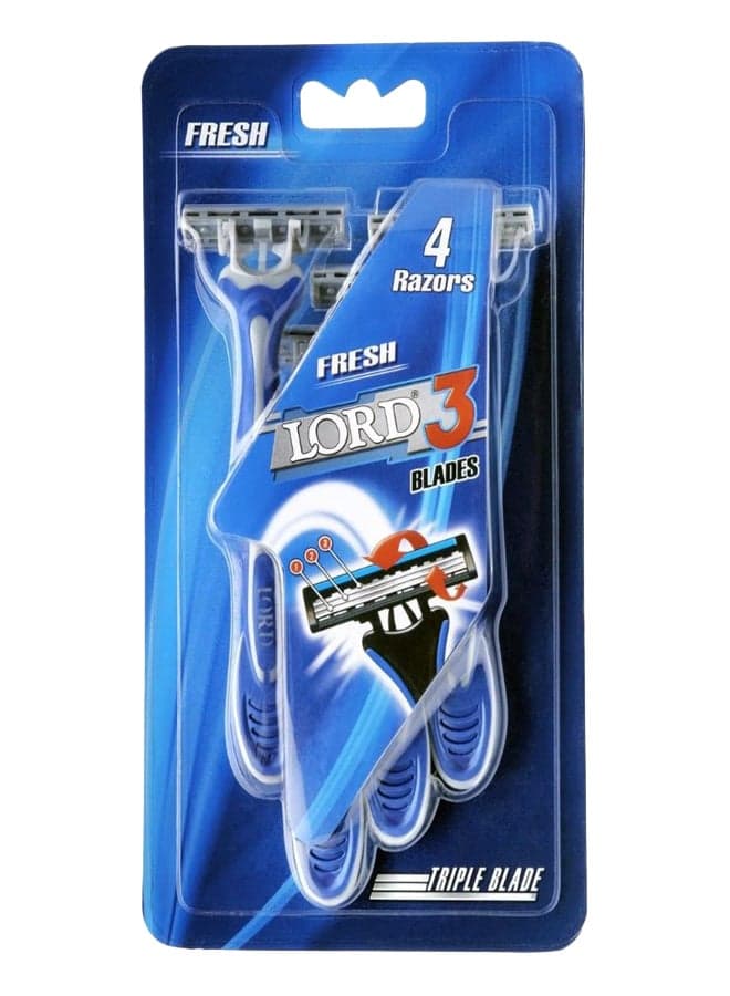 4-Piece Fresh 3 Blades Disposable Razor Set Blue/Grey Men's Razors & Blades