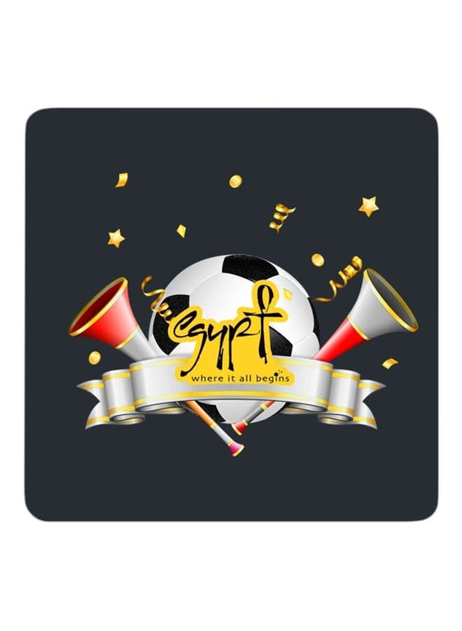 Football Printed Coaster Yellow/Black/Red