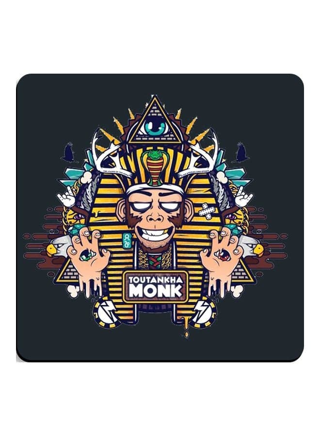 Toutankha Monk Printed Coaster Black/Yellow/Blue 9x9cm