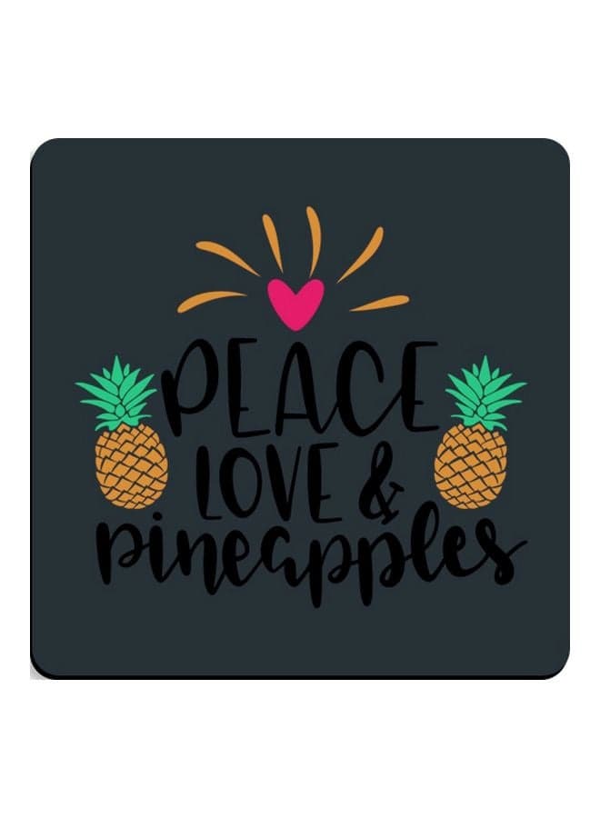Quote Printed Coaster Black/Yellow/Pink 9x9cm