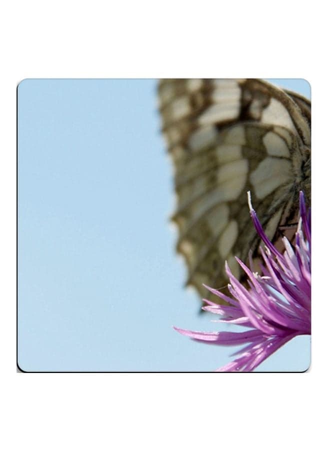 Printed Wooden Coaster Blue/Brown/Pink 9x9cm