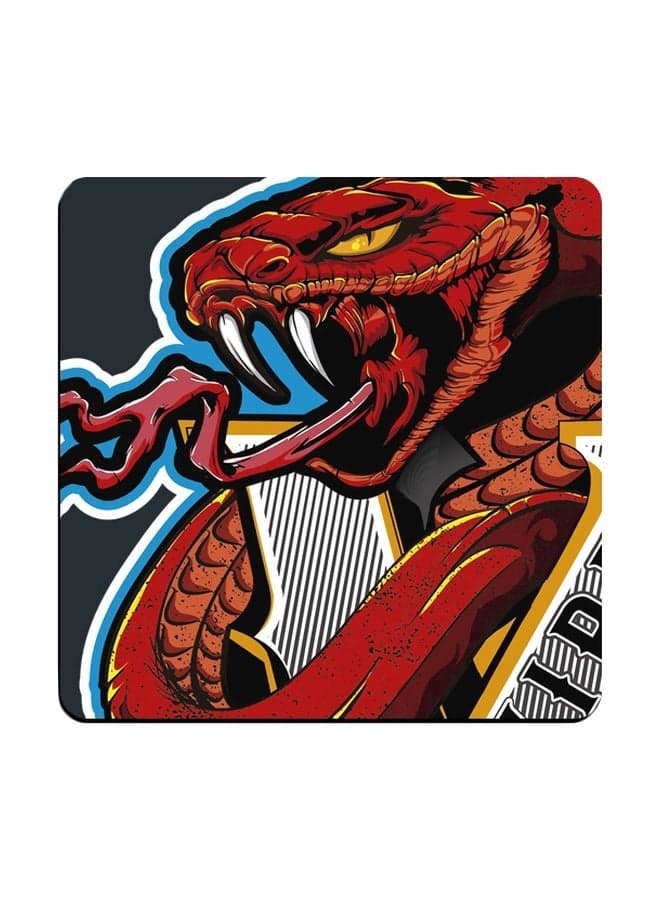 Printed Wooden Coaster Red/Black/White 9x9cm