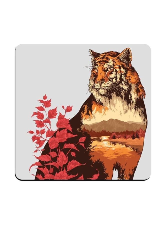 Decorative Printed Coaster Pink/Brown/White 9x9cm