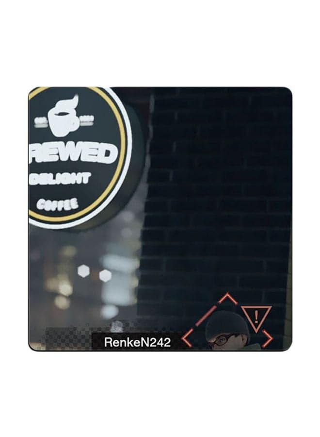 Printed Wooden Coaster Black/White/Yellow 9x9cm