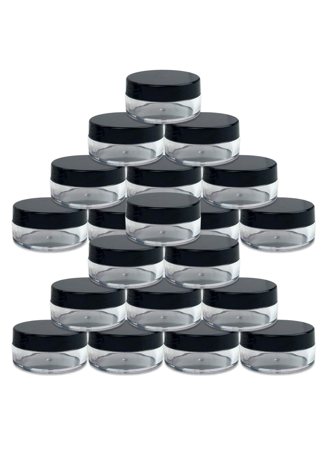 20-Piece Empty Makeup Container Jar Set with Lid Clear/Black