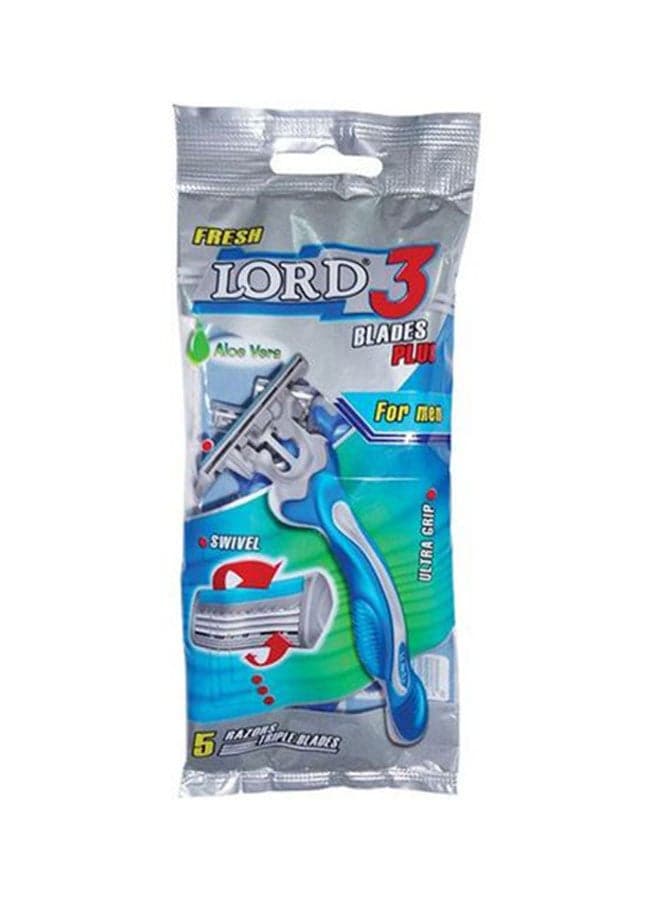 5-Piece 3 Blade Razor Set Blue/Grey Men's Razors & Blades
