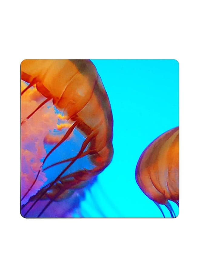 Jellyfish Printed Coaster Multicolour 9x9cm