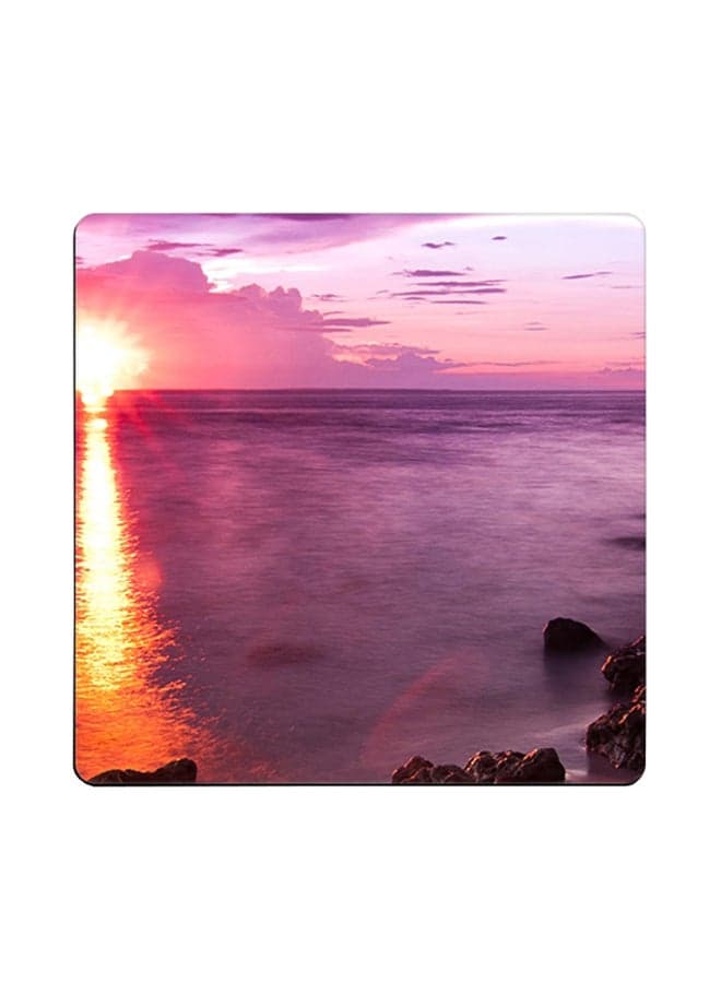 Purple World Scenery Printed Coaster Multicolour 9x9cm