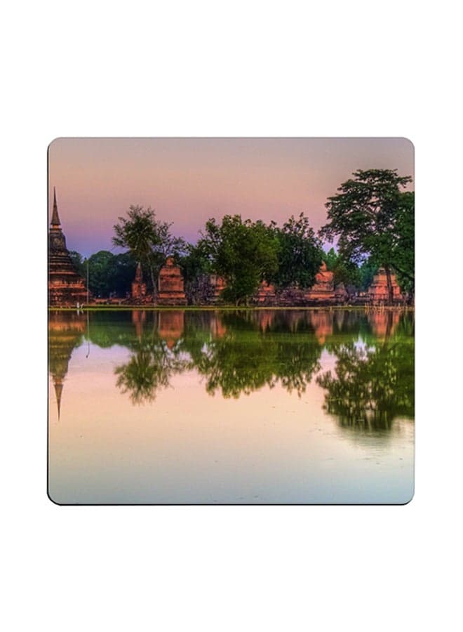 Nature Scenery Printed Coaster Multicolour 9x9cm