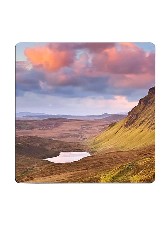 Printed Wooden Coaster Multicolour 9x9cm