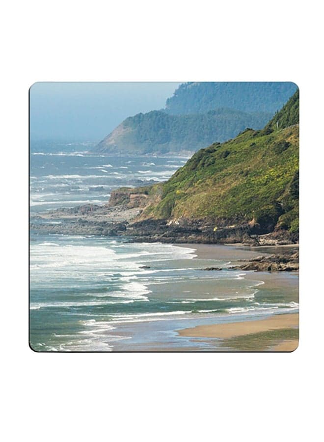 Printed Wooden Coaster Multicolour 9x9cm