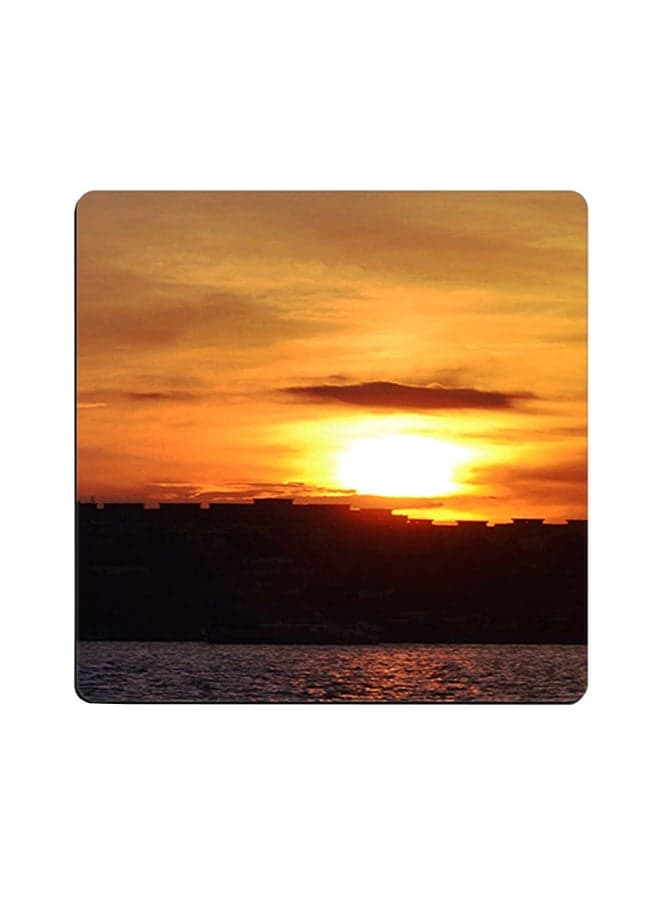 Printed Wooden Coaster Multicolour 9x9cm