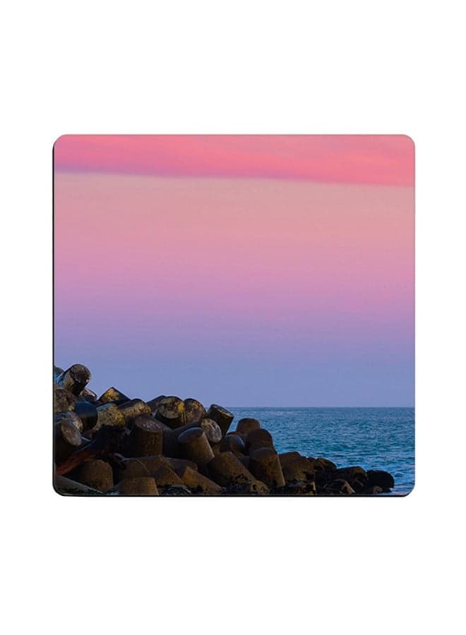 Printed Wooden Coaster Multicolour 9x9cm