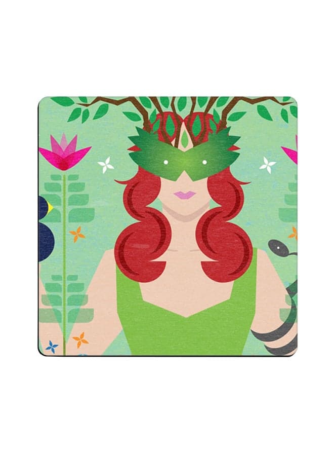 Printed Wooden Coaster Multicolour