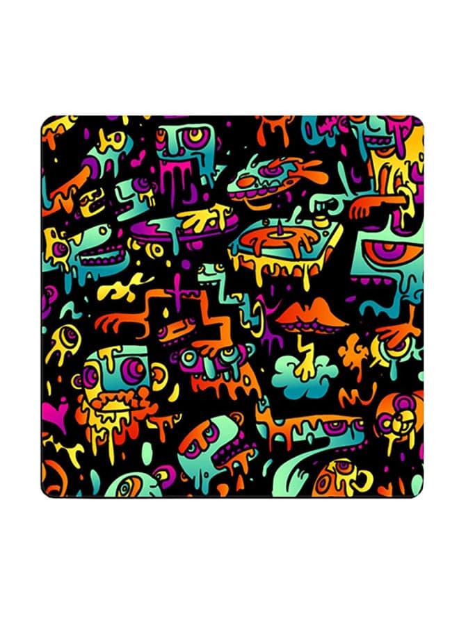 Printed Wooden Coaster Multicolour 9x9cm