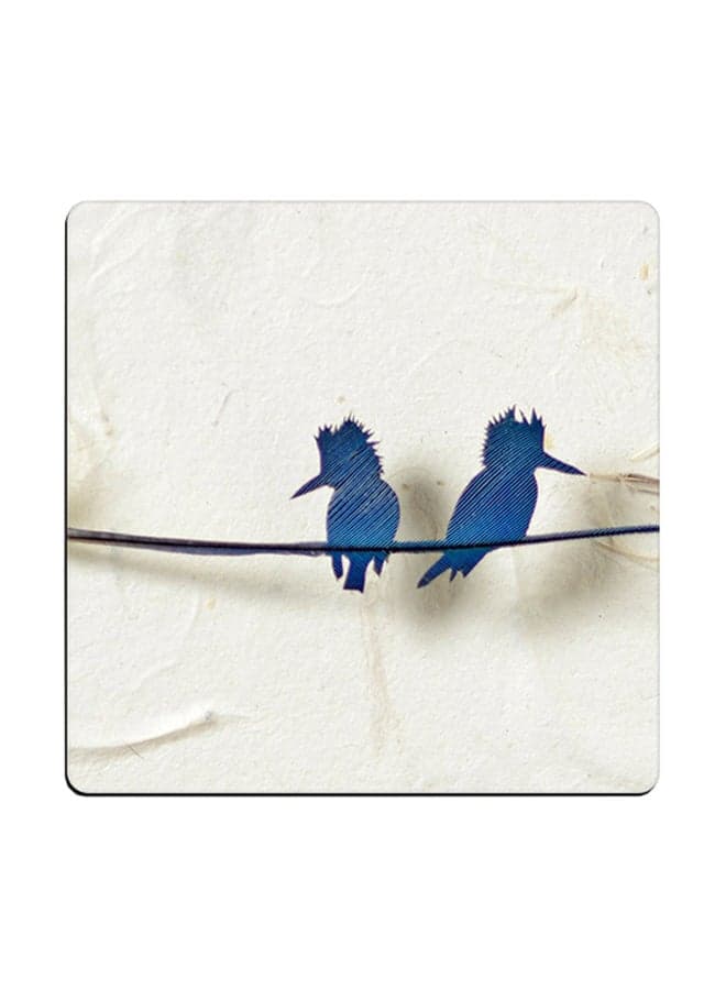 Kingfisher Printed Coaster White/Blue 9x9cm