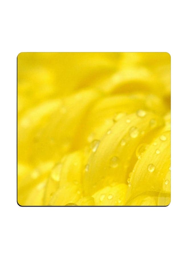 Flower Printed Coaster Yellow 9x9cm