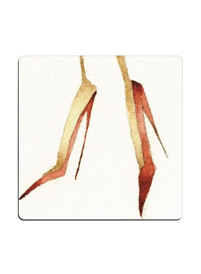 Cartoon Printed Coaster White/Red 9x9cm