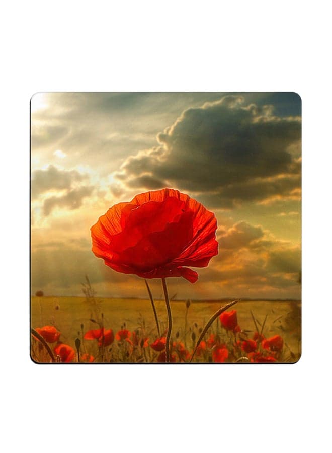Flower At Sun Light Printed Coaster Multicolour 9x9cm