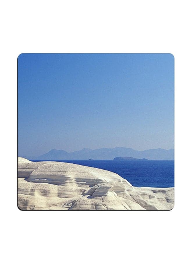 Sunny Shores Greece Printed Coaster Multicolour 9x9cm