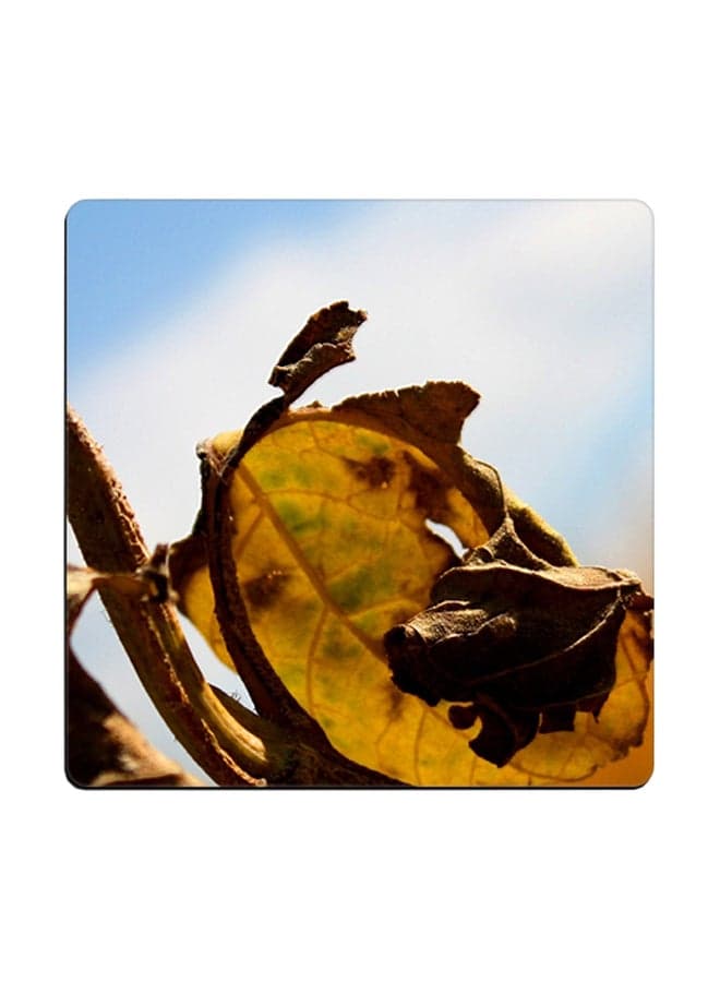 Drying Leaves Printed Coaster Multicolour 9x9cm