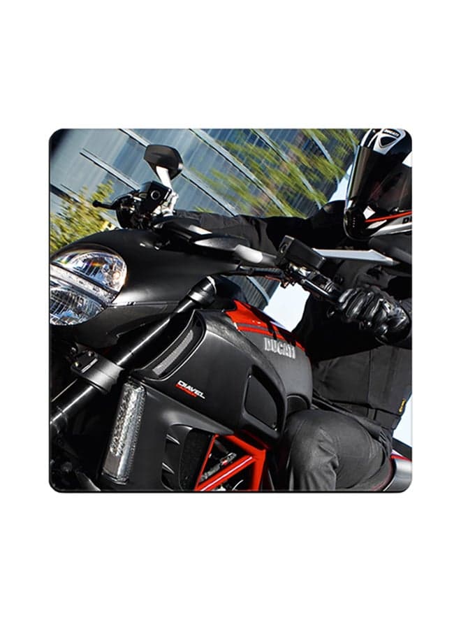 Sports Bike Printed Coaster Multicolour 9x9cm