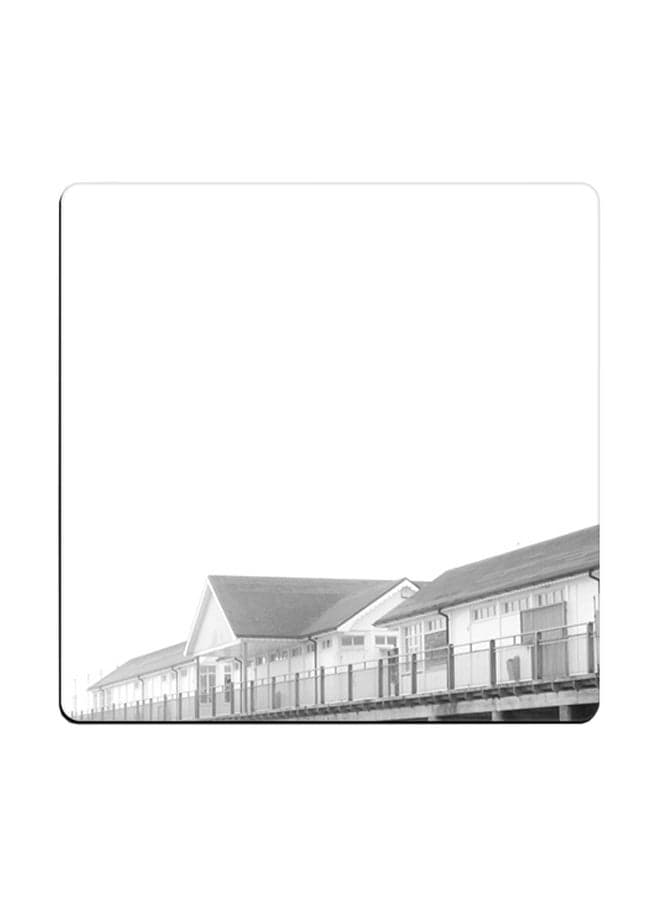Vintage Style Printed Coaster White/Grey 9x9cm