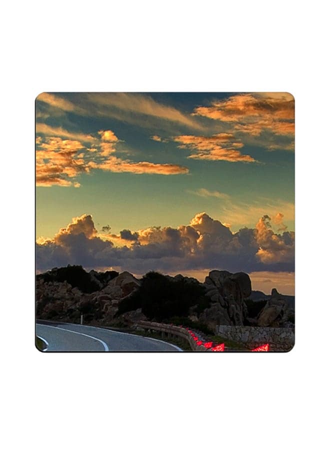 Nature Printed Coaster Multicolour 9x9cm