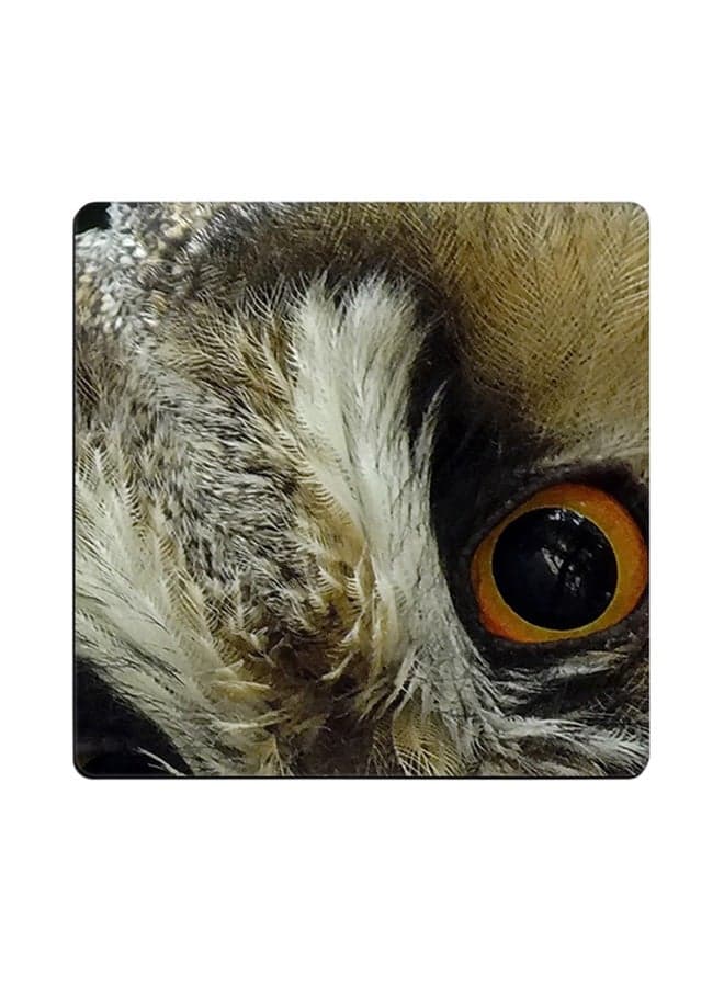 Owl Printed Coaster Grey 9x9cm