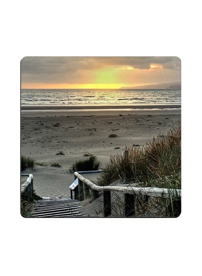 Glowing Beaches Printed Coaster Grey/Yellow 9x9cm