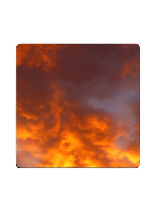 Printed Coaster Orange/Grey 9x9cm