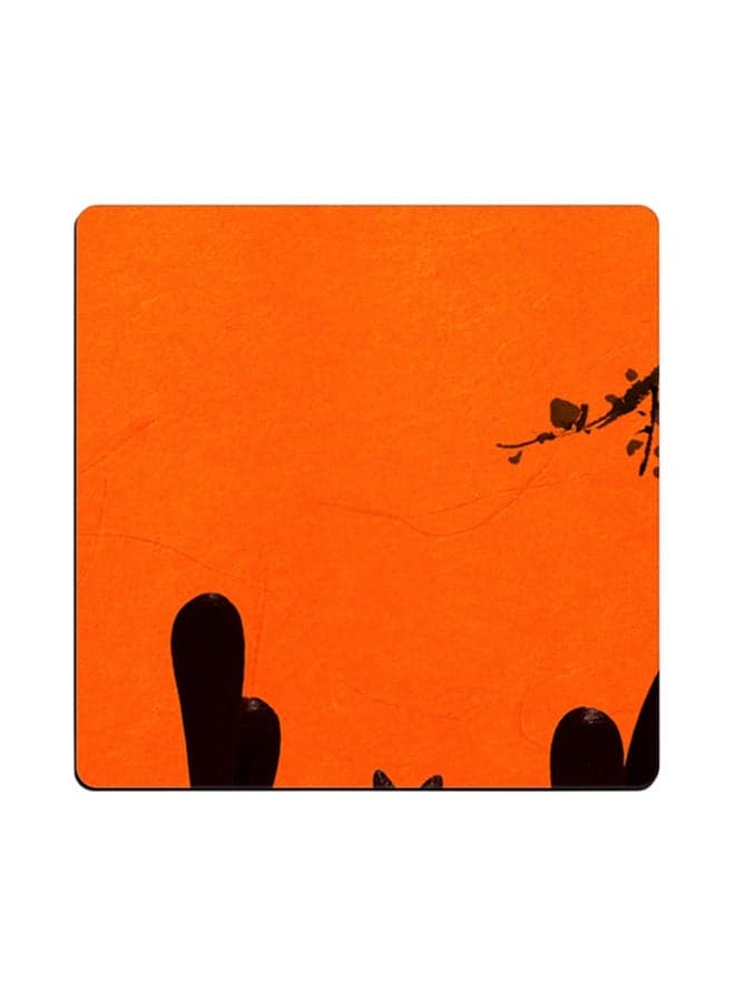 Printed Coaster Orange/Black 9x9cm