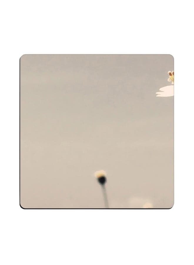 Printed Coaster Beige/White/Yellow 9x9cm