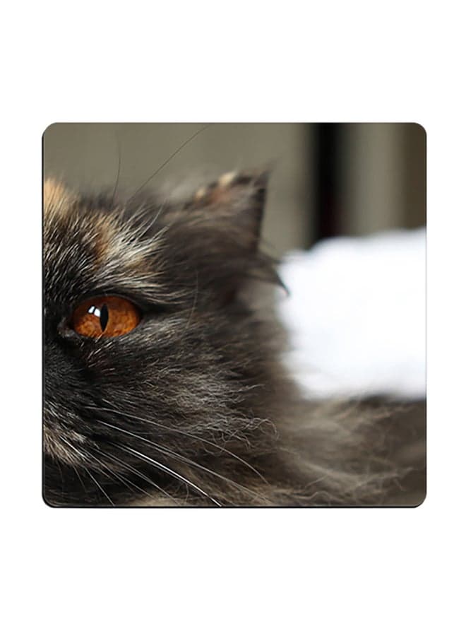 Cat Printed Coaster Black 9x9cm