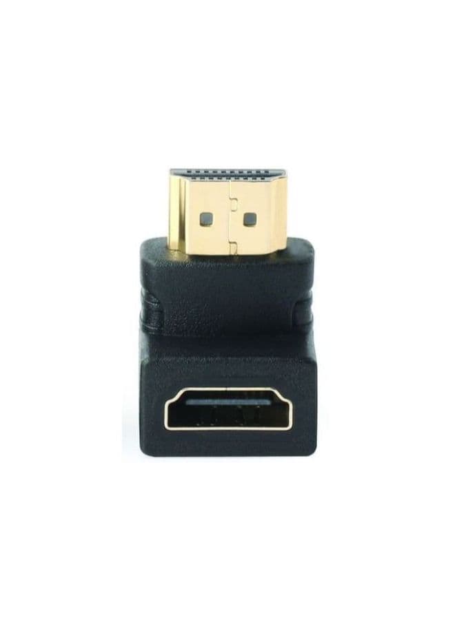 HDMI Male To HDMI Female Right Angle Adapter Black Video Converters (٣)