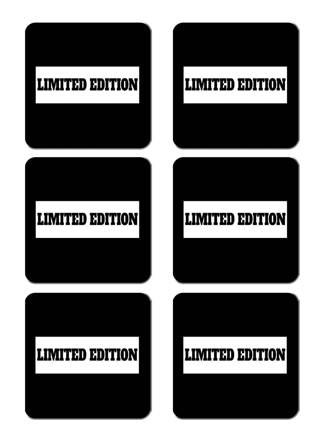 6-Piece Printed Coaster Set Black/White 15 x 15cm