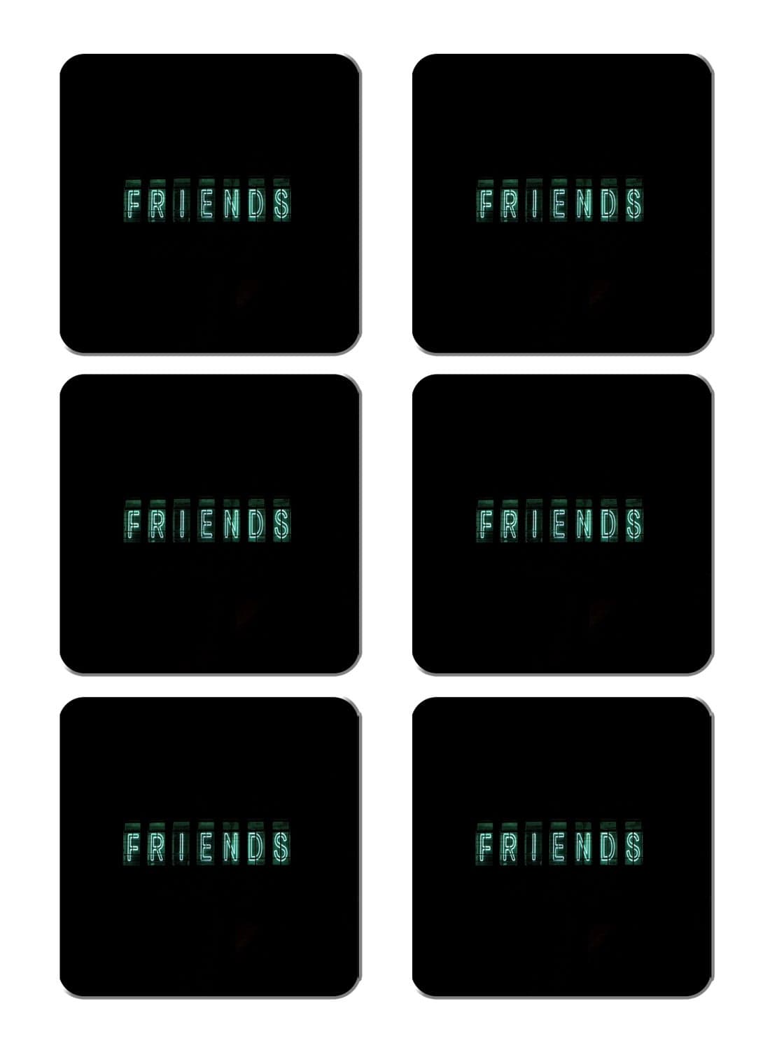6-Piece Printed Coaster Set Black/Blue 15 x 15cm
