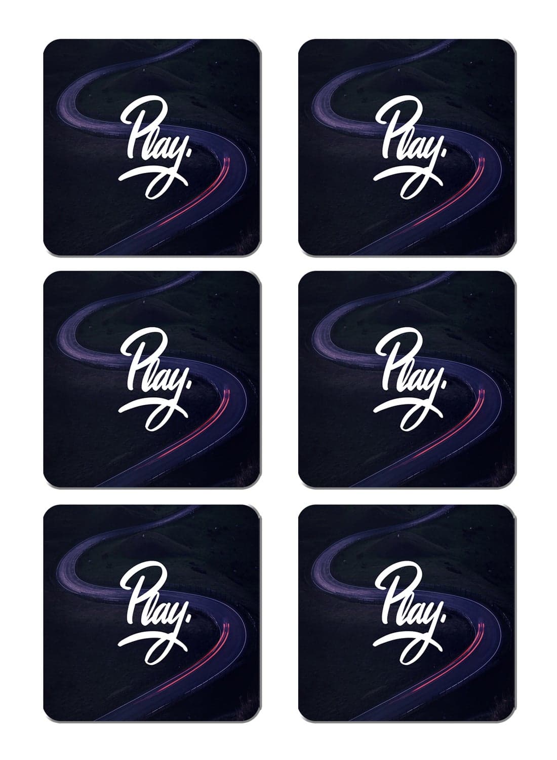 6-Piece Printed Coaster Set Multicolour 15 x 15cm