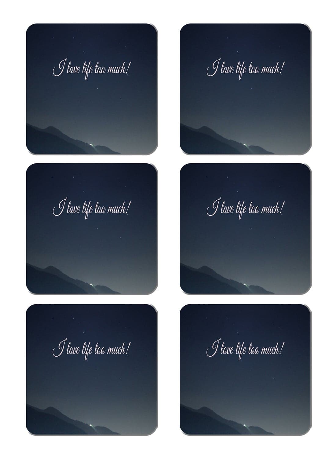 6-Piece Printed Coaster Set Multicolour 15 x 15cm