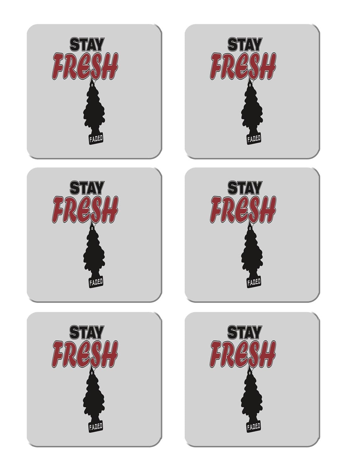 6-Piece Printed Coaster Set Multicolour 15 x 15cm