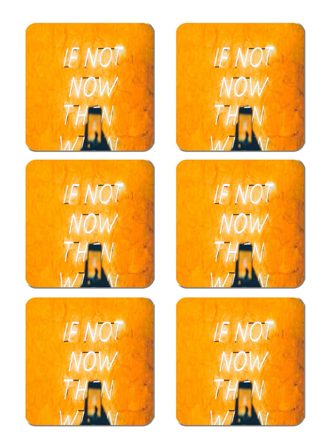 6-Piece Printed Coaster Set Multicolour 15 x 15cm