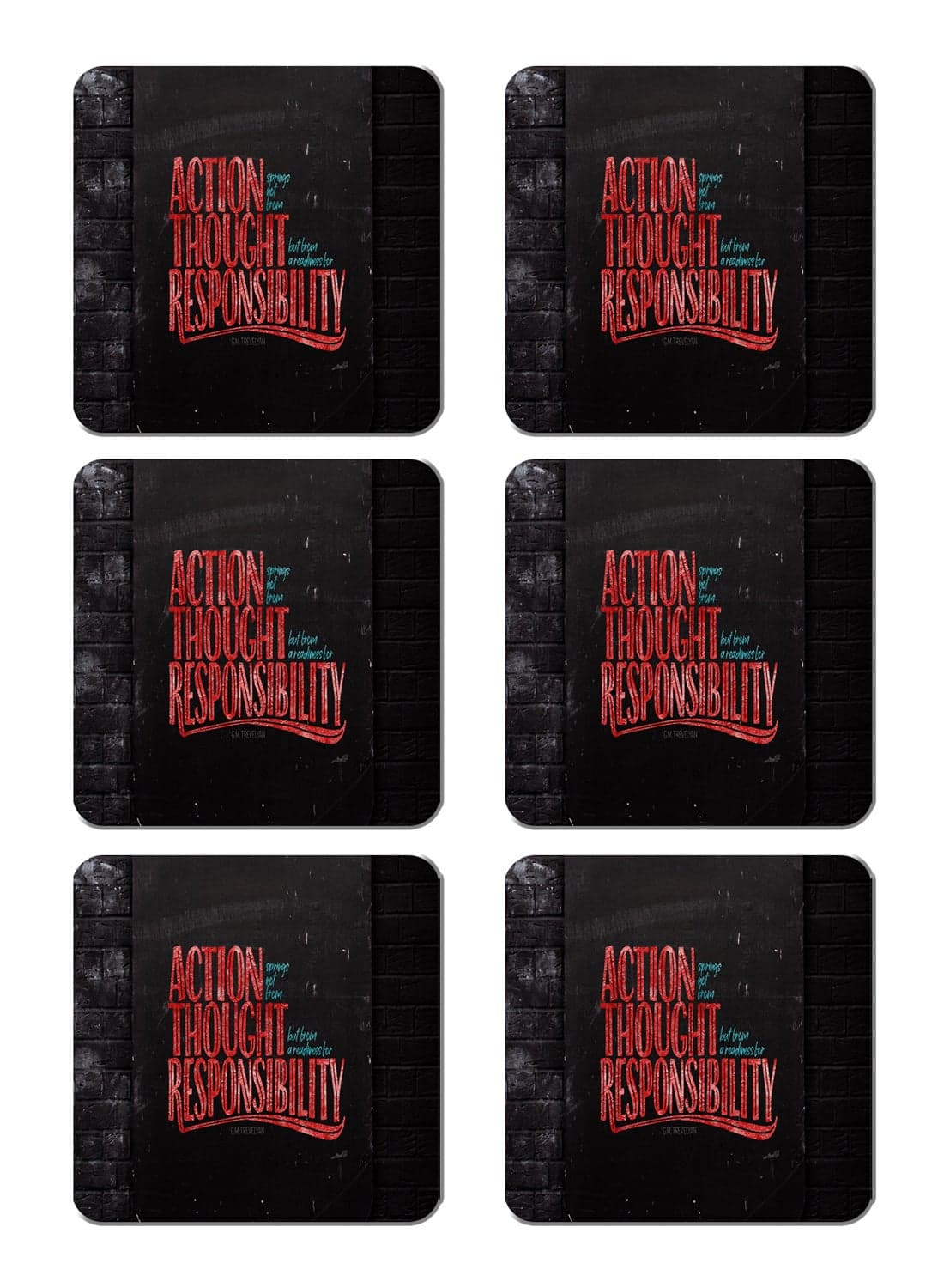 6-Piece Printed Coaster Set Multicolour 15 x 15cm