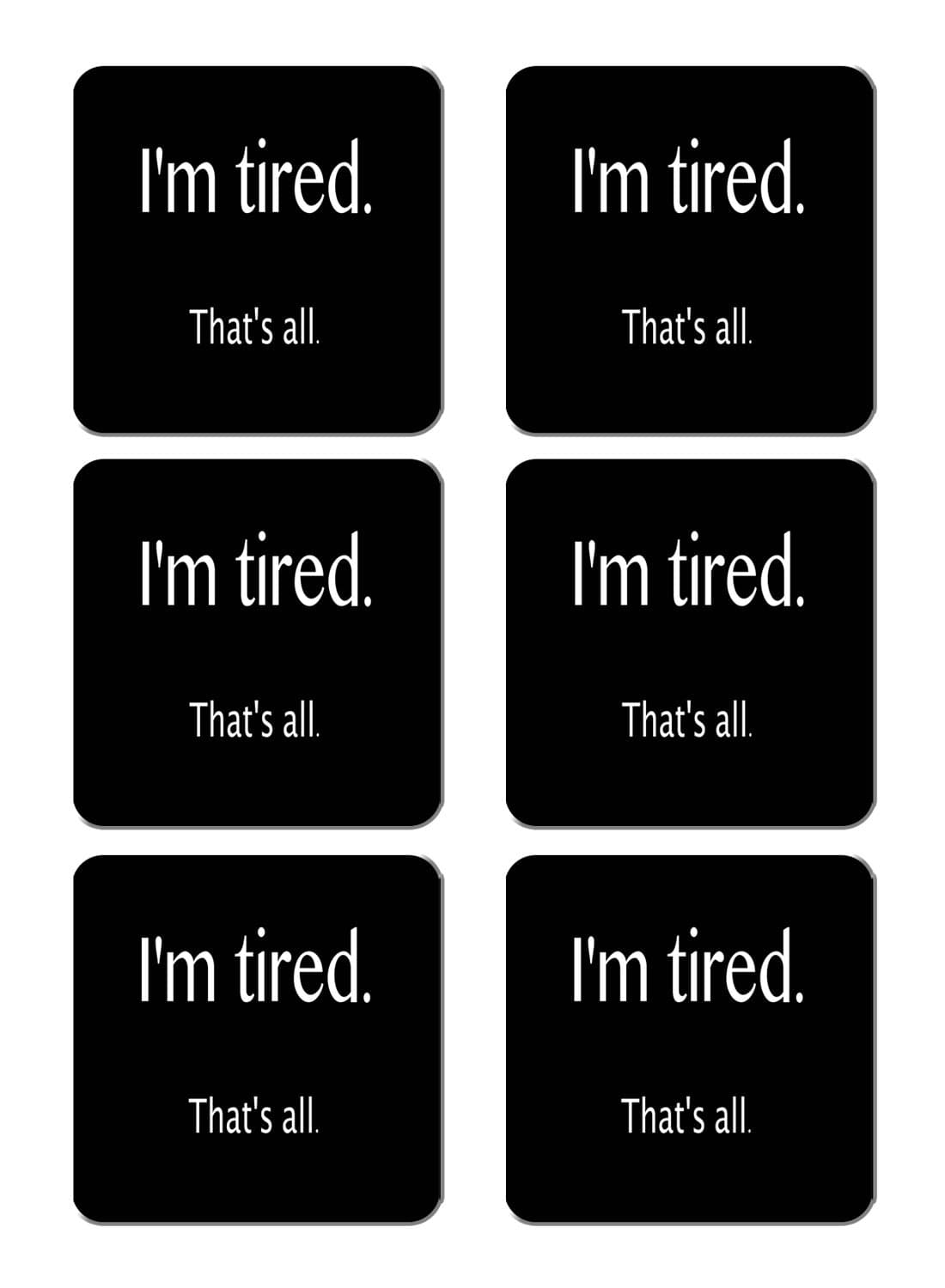 6-Piece Printed Coaster Set Black/White 15 x 15cm