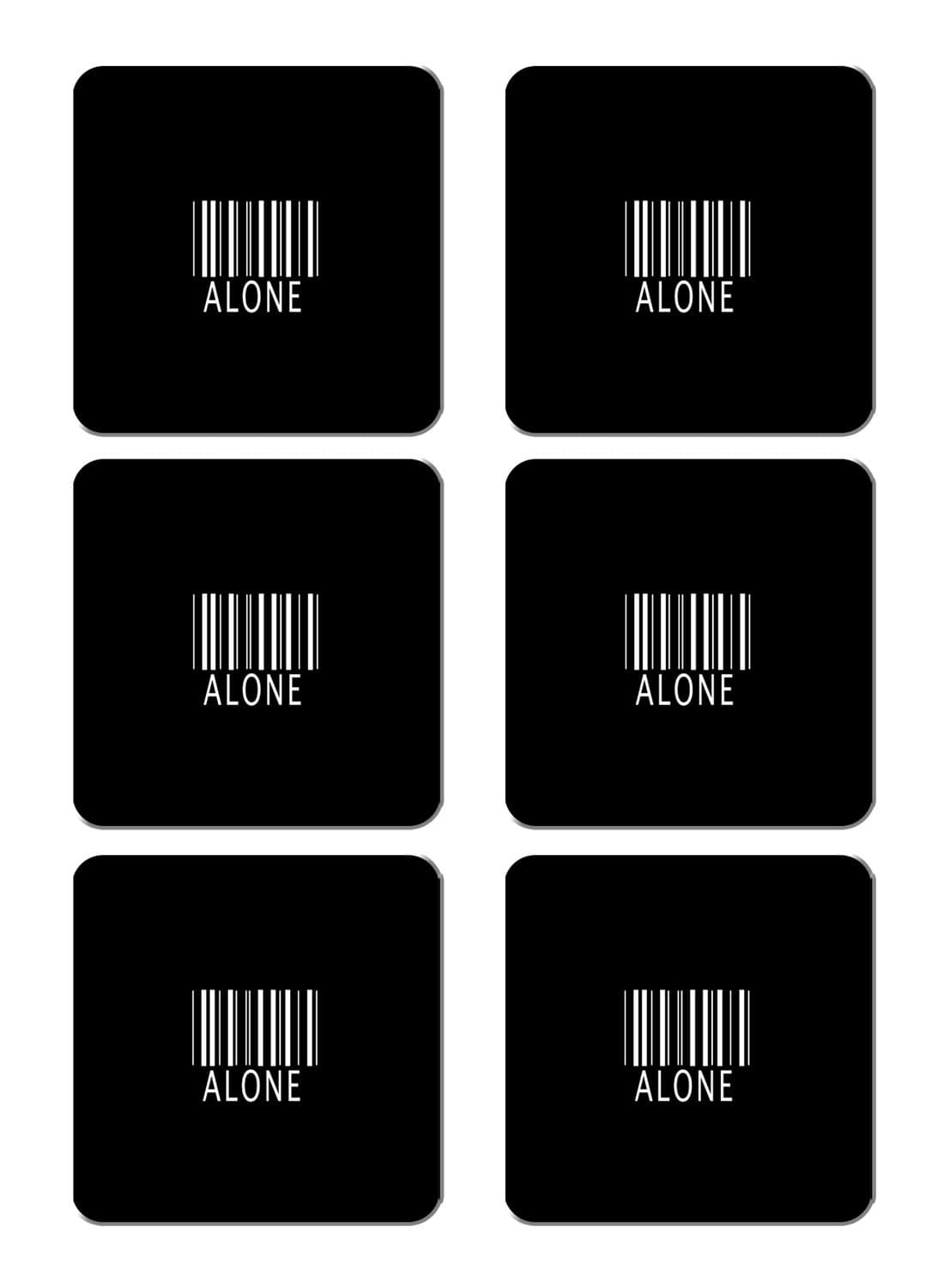 6-Piece Printed Coaster Set Black/White 15 x 15cm